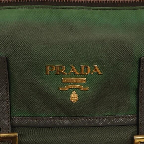 PRADA Shoulder Bag Nylon Khaki Gold Auth 138636 - Picture 11 of 16